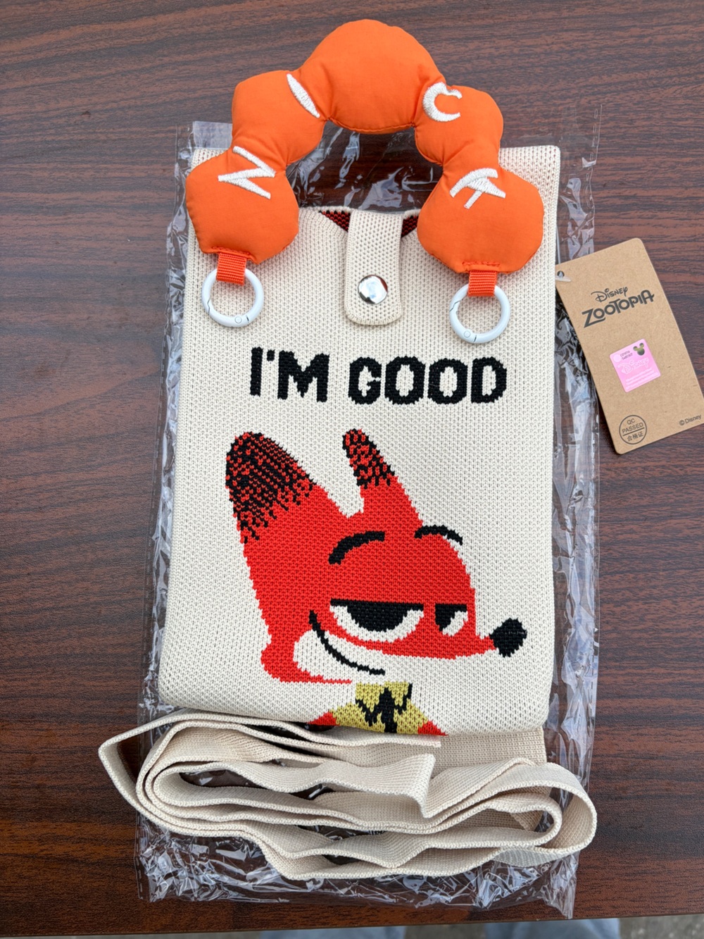 Disney Zootopia Nick Wilde I’m Good Knit Crossbody Shoulder Bag NWT